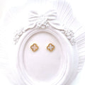Wholesale Fashion 316l Stainless Steel 18k Gold Plated Stud Shell Pearl Earring Four Leaf Clover Women Shell Pearl Earrings