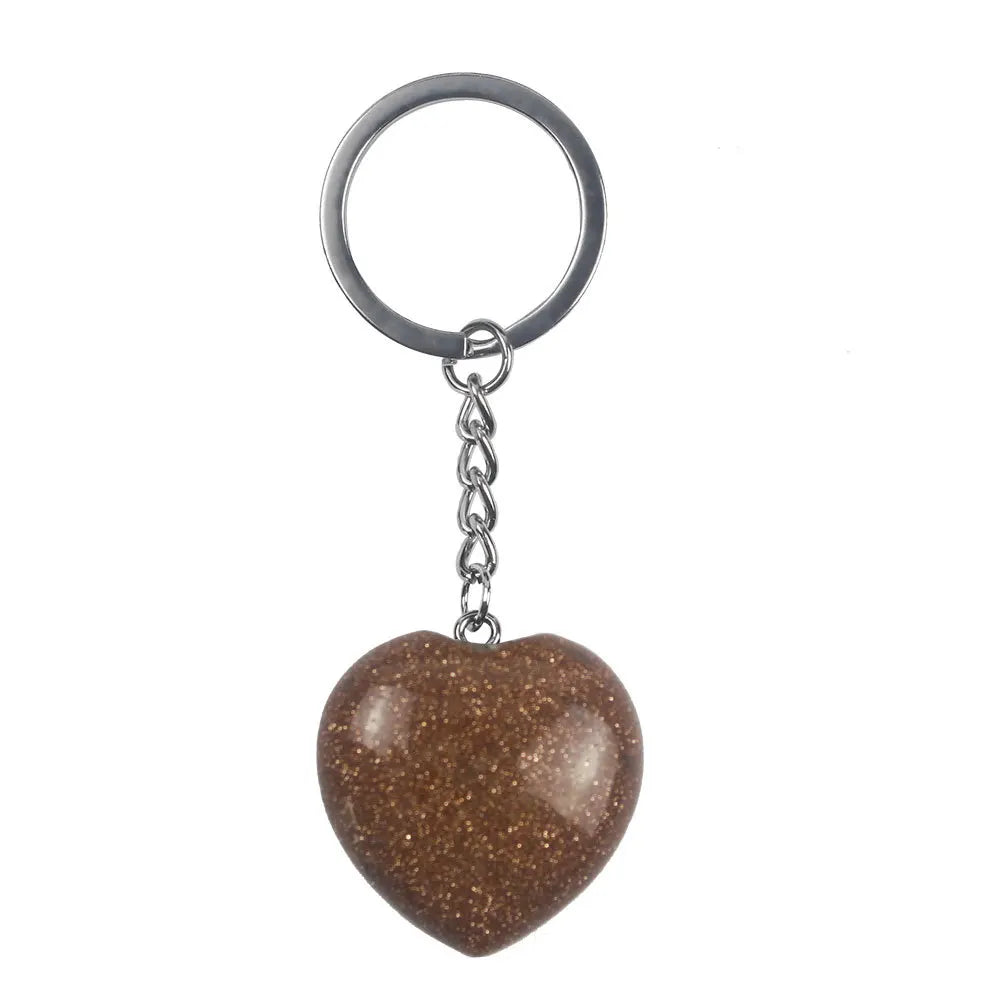 DIY Factory price wholesale obsidian heart necklaces keychains opalite charms necklace keychain amethyst crystals