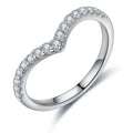 V Shape Gra 18k Gold Rhodium Plated  VVS1 D Color Moissanite Eternity Ring Tennis Band 925 Sterling Silver Women Wedding Jewelry