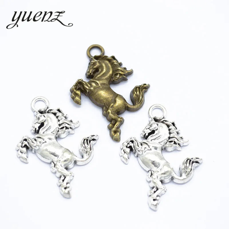 YuenZ 2 Colour Antique Silver Color Animal Horse Charm Fit for Bracelets Necklace DIY Metal Jewelry Making 24*20mm D9275