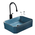 China Blue Round Ceramic Countertop Bathroom & Kitchen Washbasin with 12L Capacity Table Top Mounted 5+ Year Warranty