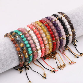 OEM Manufacturer Jewelry Bracelet 6mm Gemstone Bracelet Amethyst Quartz Agate Natural Stone Bracelet with Custom Logo for Woman