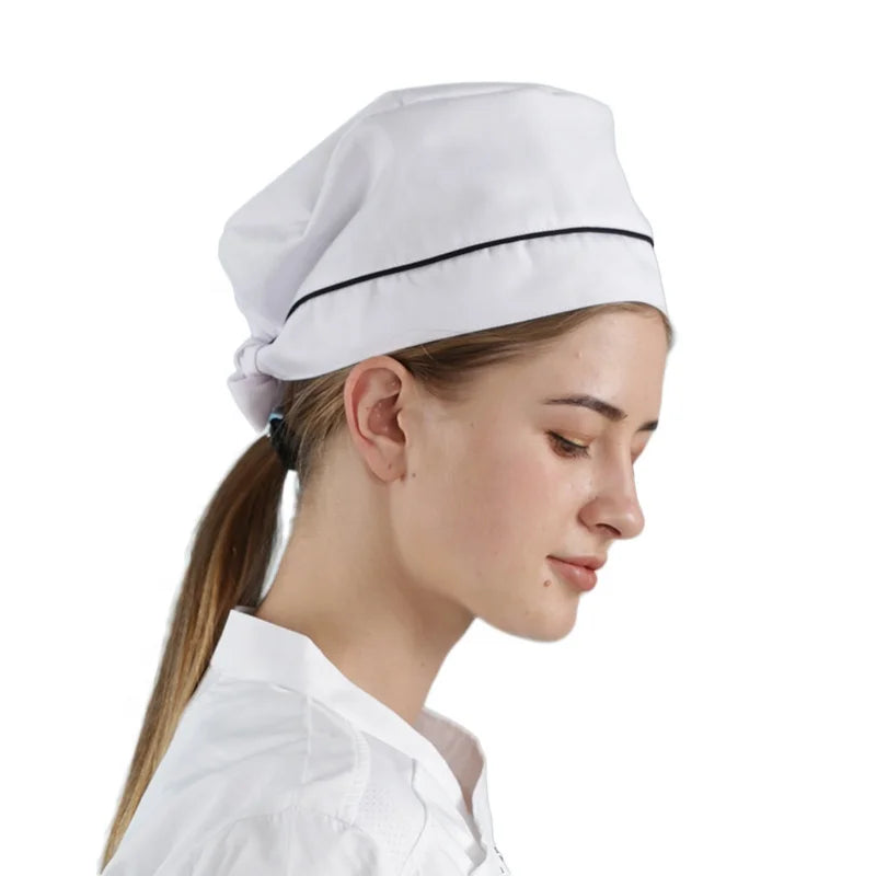 White bouffant pirate chef hat