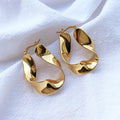 New Trendy Bright Surface 18K Gold Plated Stainless Steel Not Fade Wedding Wave Earrings for Brides