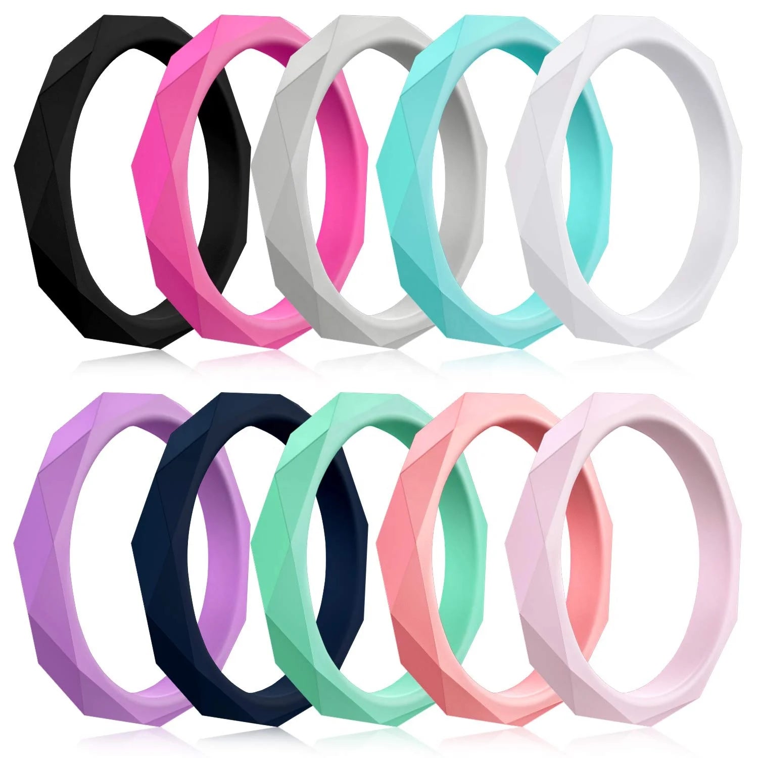 Women's Thin Stackable Sports Rings Silicone Diamond Wedding Bands Custom Silicone O Finger Ring Simple Design Yoga Ring
