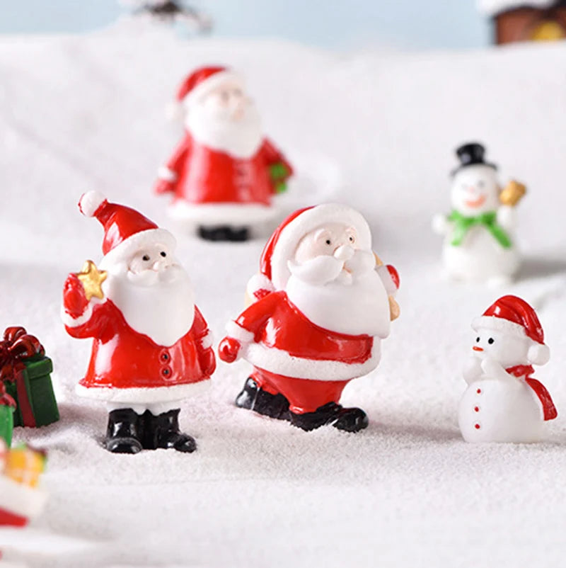 Christmas Tree Santa Claus Kawaii Snowman Miniature Resin Figurines Dolhouse Terrarium Ornament Gift DIY Supplies Room Decor