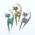 Vintage Rhinestone Cat Brooches for Women Metal Multi-color Cat Animal Casual Party Brooch Pins Gifts