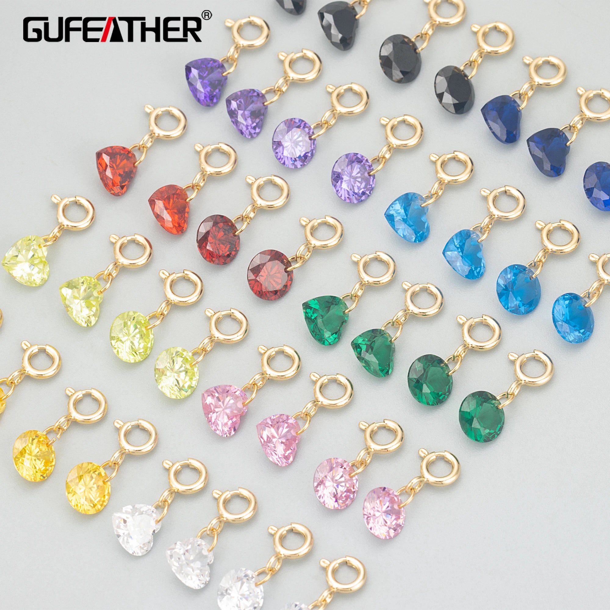 MD91 18K Gold Plated Brass Copper and Zircon DIY Pendants and Charms for Jewelry Making Handmade Necklace Findings 6pcs/Lot