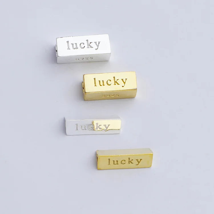 10mm Triangle Charms Bead S925 Sterling Silver 18k Gold Plated Lucky Rectangular Spacer Beads for DIY Bracelet Necklace Making