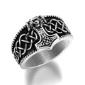 Fashion Simple Silver Man Ring Personality Stainless Steel Viking Thor's Hammer Men Ring Jewelry Unique Gift for Anniversary