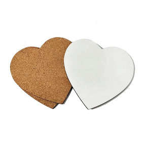 Factory Outlet Anti Slipper OEM Personalized Logo Heart Cork Coaster Sublimation MDF Heart Coaster