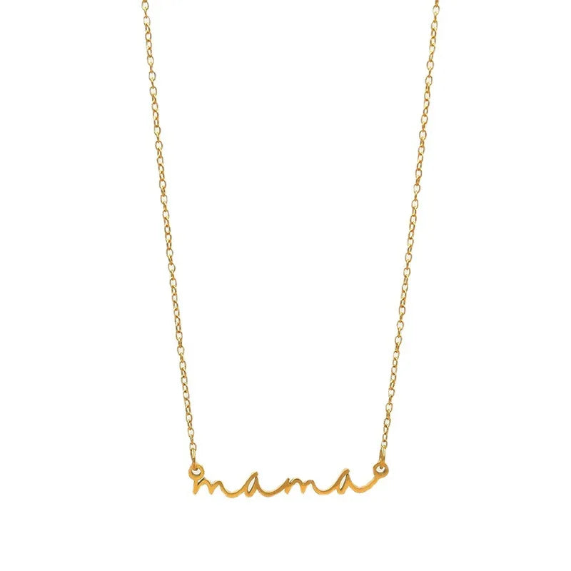 Delicate Mama Stainless Steel Plated 14K Gold Clavicle Chain Necklace Minimalist Mom Necklace Is the Perfect Gift for Mom