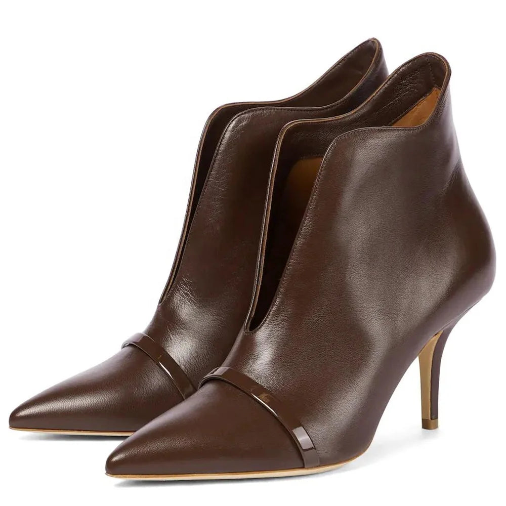 Chocolate Brown Booties High Heel Ankle Boots Shoes for Women 2021 Ladies Autumn Shoes