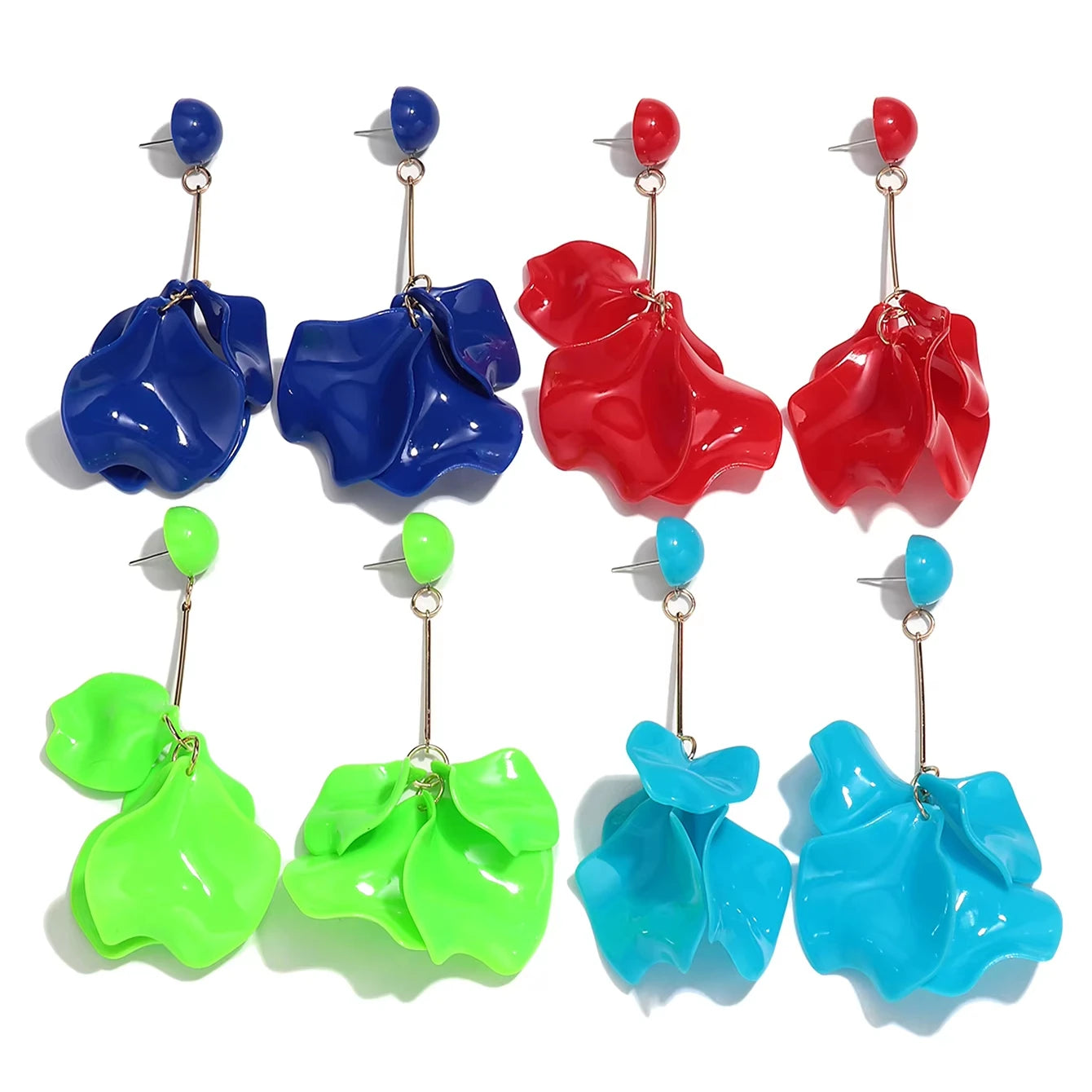 Hot-selling New Yiwu Fashionable Jewelry Handmade Flower Earrings Colorful Shiny Acrylic Long Tassel Petal Earrings