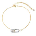 Gold Plated PVD Plating Stainless Steel Simulation Pearl Enamel Zircon Crystal Paperclip Bracelet Anklet