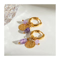 ERESI Stainless Steel Stone Earrings Niche Light 18k PVD Gold Plated Charm Pendant Earring Jewelry for Women
