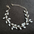SLBRIDAL Handmade Clear Opal Crystal Bridal Bracelet Rhinestones Wedding Bracelet Bridesmaids Women Girls Jewelry