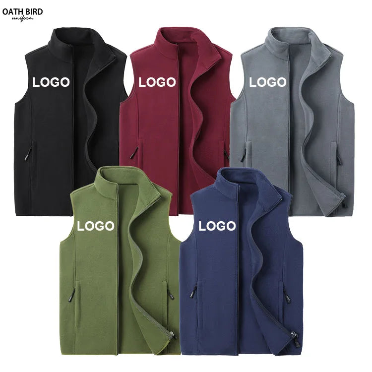 Wholesale Custom Logo Blank Corporate Office Staff Team Uniform Vest Winter Polar Fleece Vest With Fleece  for Men Work Wear