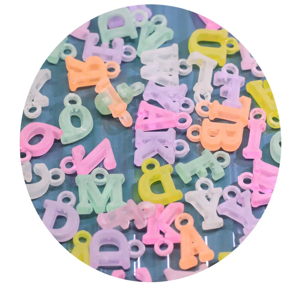 Hot Sell Transparent Jelly Matte Color Acrylic Letter Pendant Beads Alphabet A-Z Letter Charms for Earring Key Chain Making Supp