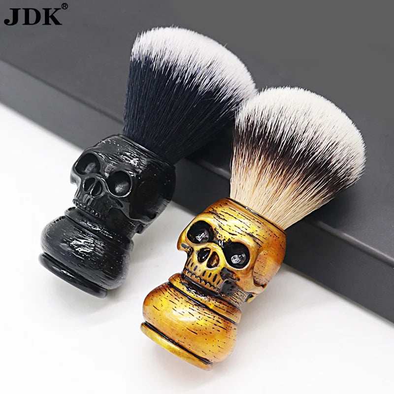 Wholesale Vegan Cool Skull Head Shaving Brushes Men Barber Salon Grooming Tools Resin Handle Synthetic Hair Gold/Black Victorian MegaBDM