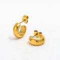 JOOLIM  High End 18K Gold Plated Chunky Smooth Cambered Surface Band C Hoop Earrings Stainless Steel Jewelry for Women