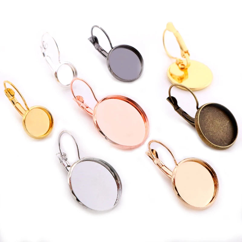 10pcs/lot 8-20mm French Lever Back Earrings Base Setting Hooks Fit 8-20mm Cabochons Earring Blank Supplies for Jewelry Makin