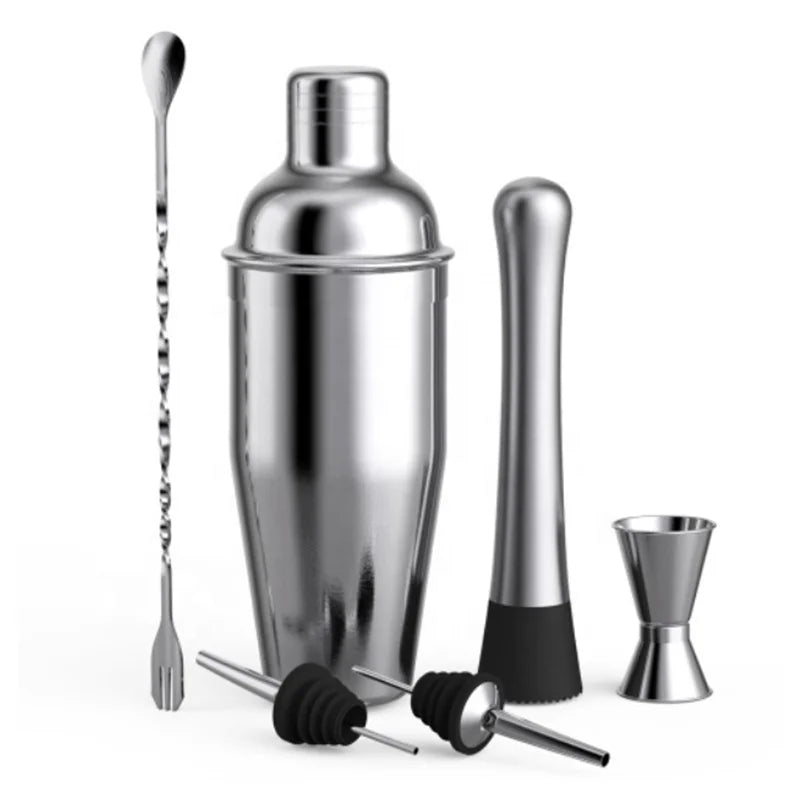 6 Piece Cocktail Shaker Set Bar Tools Stainless Steel Cocktail Shaker Set Bartender Kit Bar Accessories