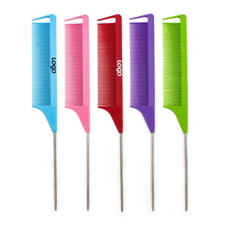 Hot Sale Barber Salon Antistatic Heat Resistant Custom Logo Teasing Needle Rat Tail Parting Comb