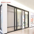 Modern Design Double Glass Aluminum Sliding Door With Gauze Mesh