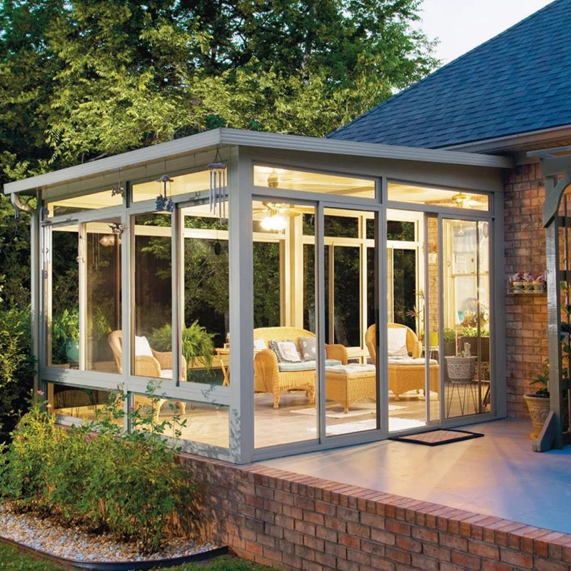 Manufacturer Building Glass 10mm 12mm Aluminum Frame clear Tempered Glass for Garden Room Sunroom for Tea Room Pet House