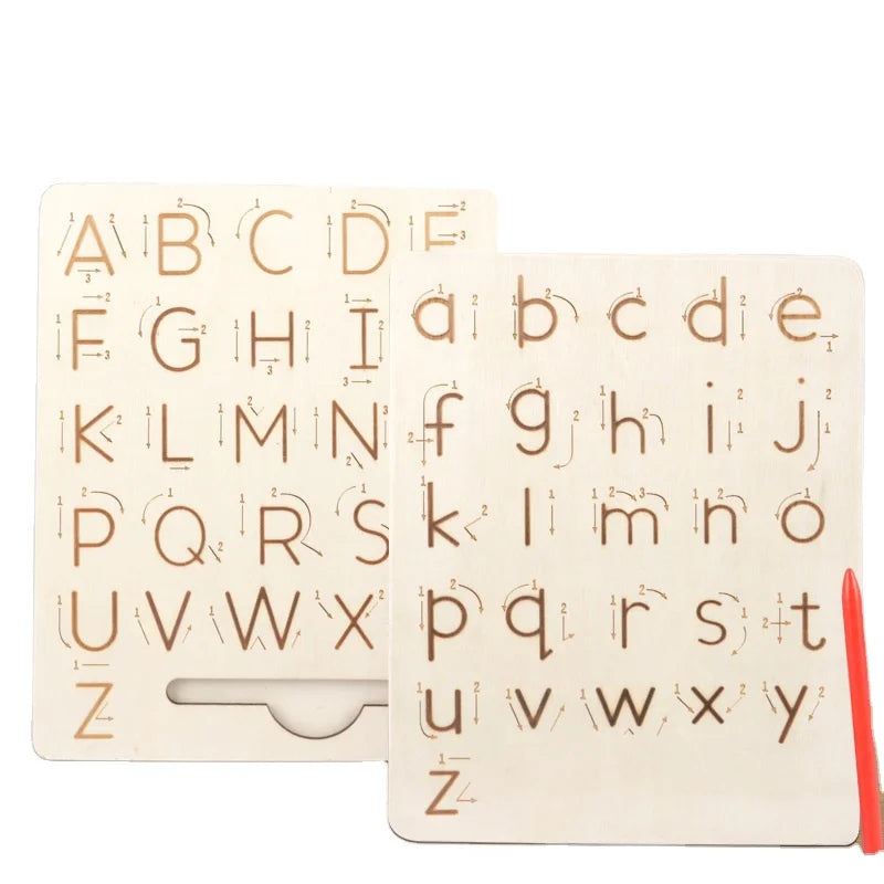 Wooden Tracing Board Children Letter Learning Number Shape Cognitive Pen Control Toy Montessori Educational Kids Wooden Toys