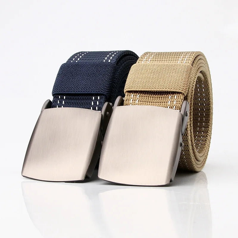 Hot Custom Logo Metal Buckle Belt Quick Drying Strap Braided Belts Men's Canvas Polyester Webbing Belt