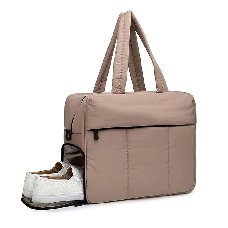 Weekender Travel Bags for Women Lightweight Puffer Tote Bag Overnight Carry on Luggage Gym Bags with Shoe Compartment