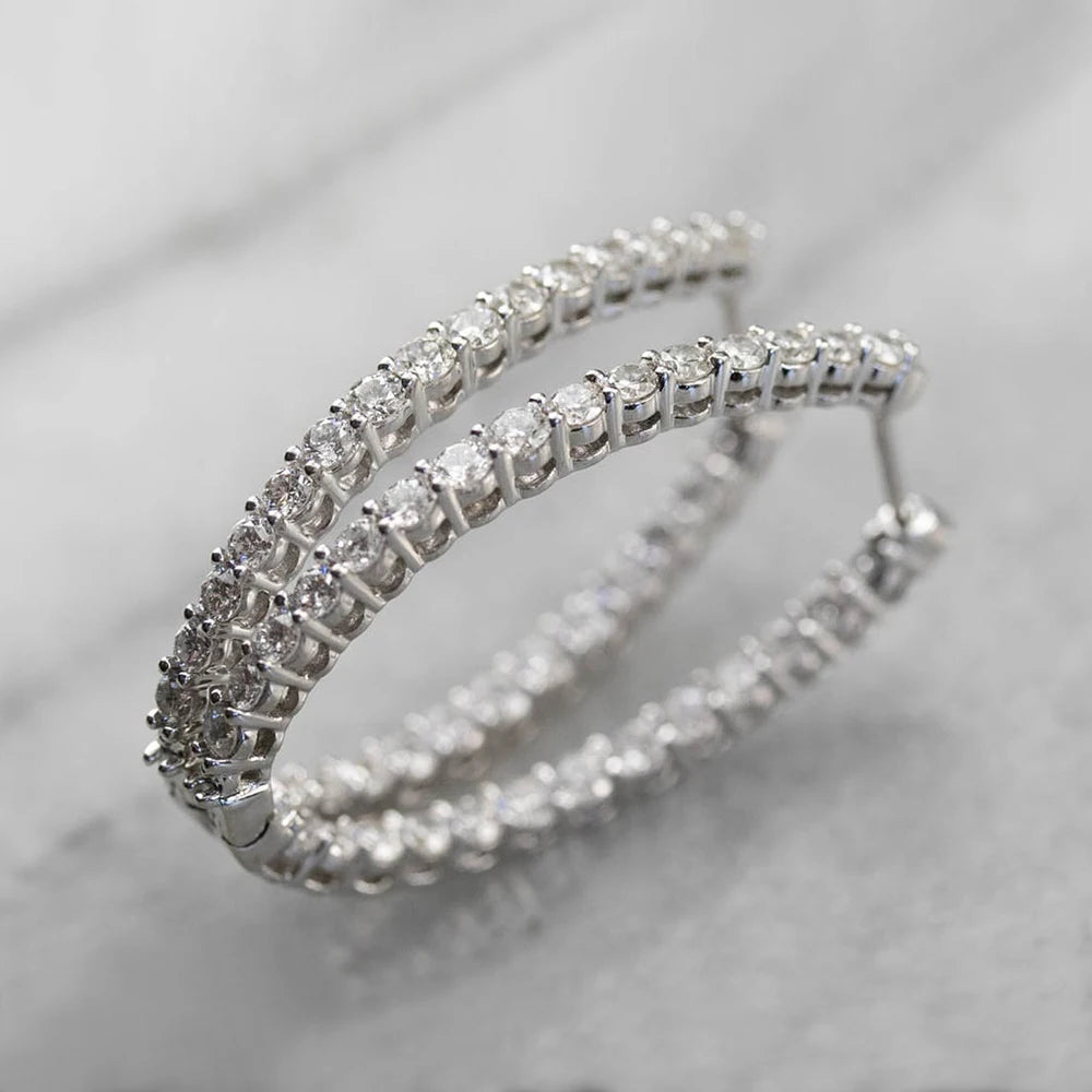 CAOSHI Luxury Female Engagement Wedding Earrings Dainty Oval Hoop Earring for Women Micro Paved CZ Stone