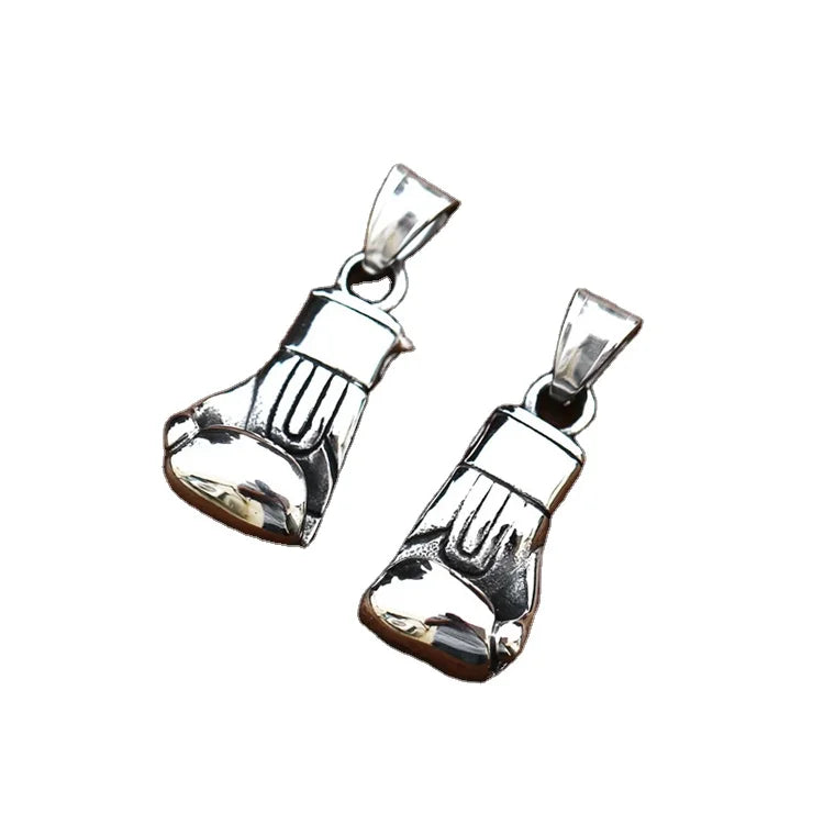 SS8-637P-Right Steel Soldier Hiphop Necklace Stainless Steel Sport Left Hand Boxing Glove Pendant