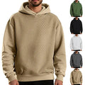 Fall Winter Men's Casual Loose Hoodies Solid Color Jacquard Long Sleeve Sweatshirt for Male