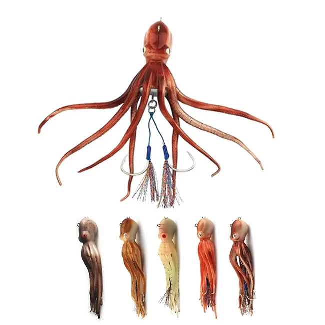 Guosong110g 150g 200g Luminous Slow Pitch Jigging Octopus Lure Metal Head Jig Squid Lure With Assist Hook
