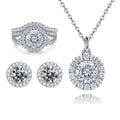Charm Double Raw Cubic Zirconia Waterproof 925 Sterling Silver Jewelry Set for Bridal Weeding Engagement Anniversary Party Gift