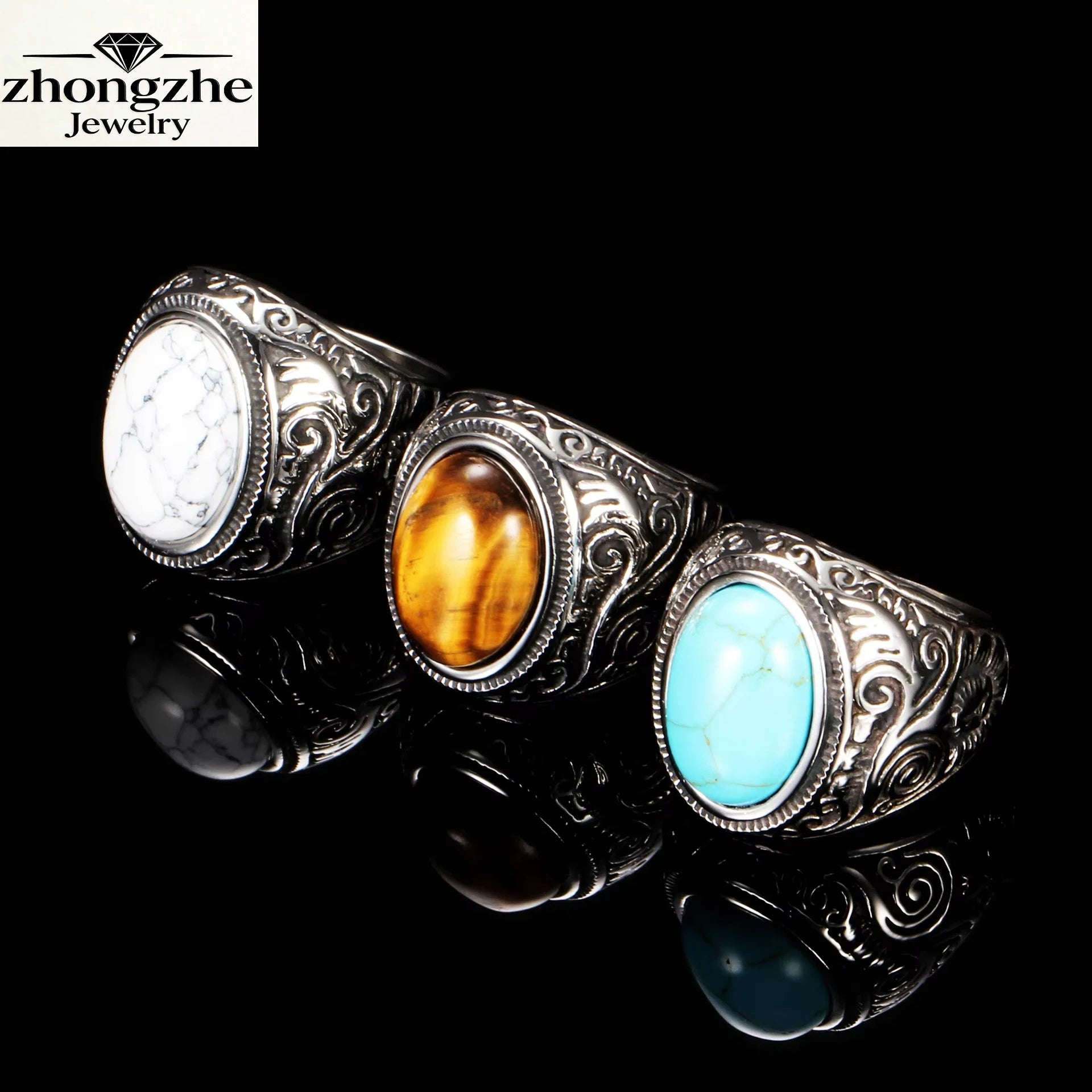Retro Men Rings Stainless Steel Waterproof Men's Jewelry Rings Vintage Punk Signet Biker Luxury Ring Jewelry for Old Man