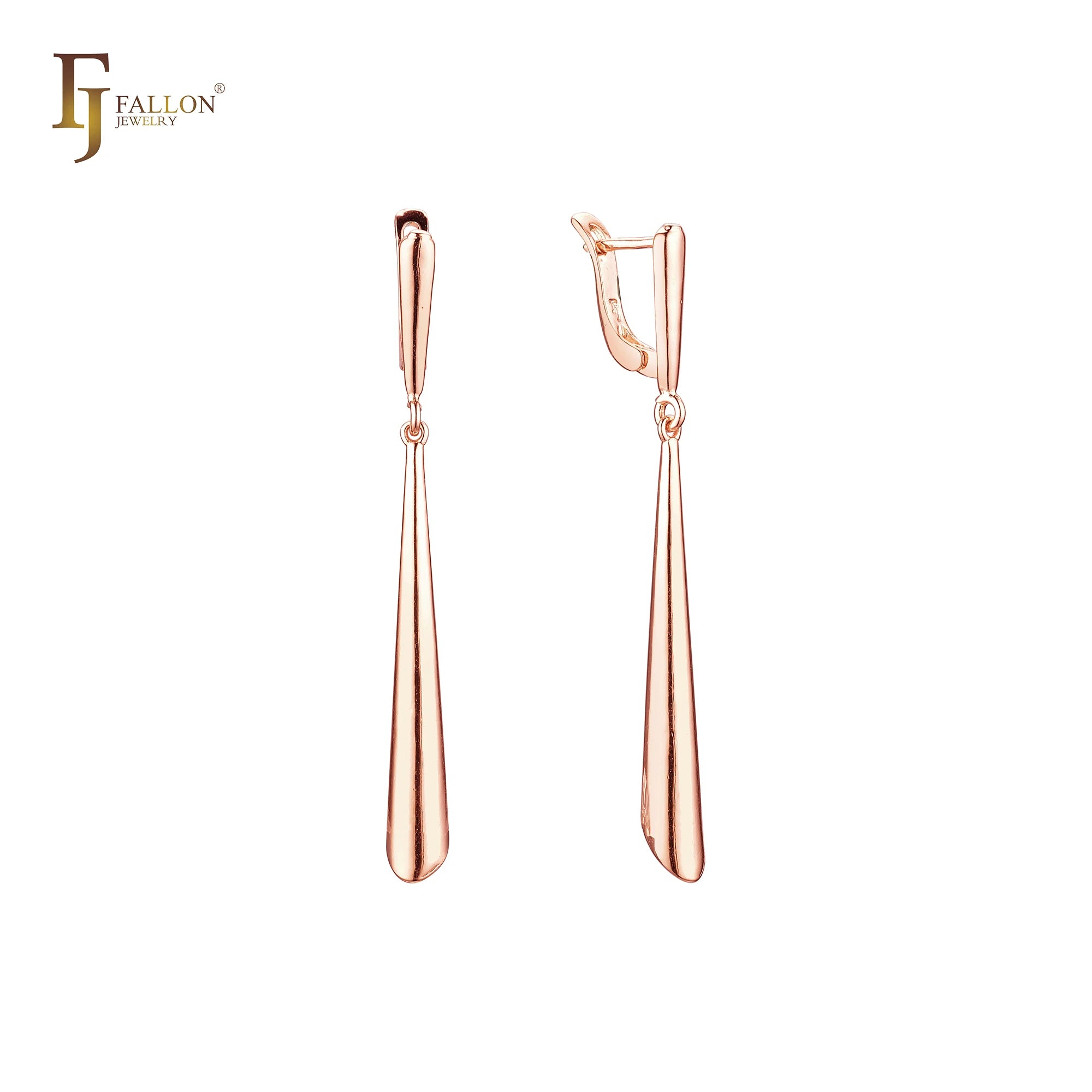 FJ Fallon Fashion Jewelry Tall Clip-On Earrings Plated in Rose Gold Brass Based