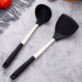 Round Handle Silicone Spatula Set Kitchen Tools Spatula Ladle Scoop Cookware Set Stainless Steel Kitchenware Kitchen Utensils