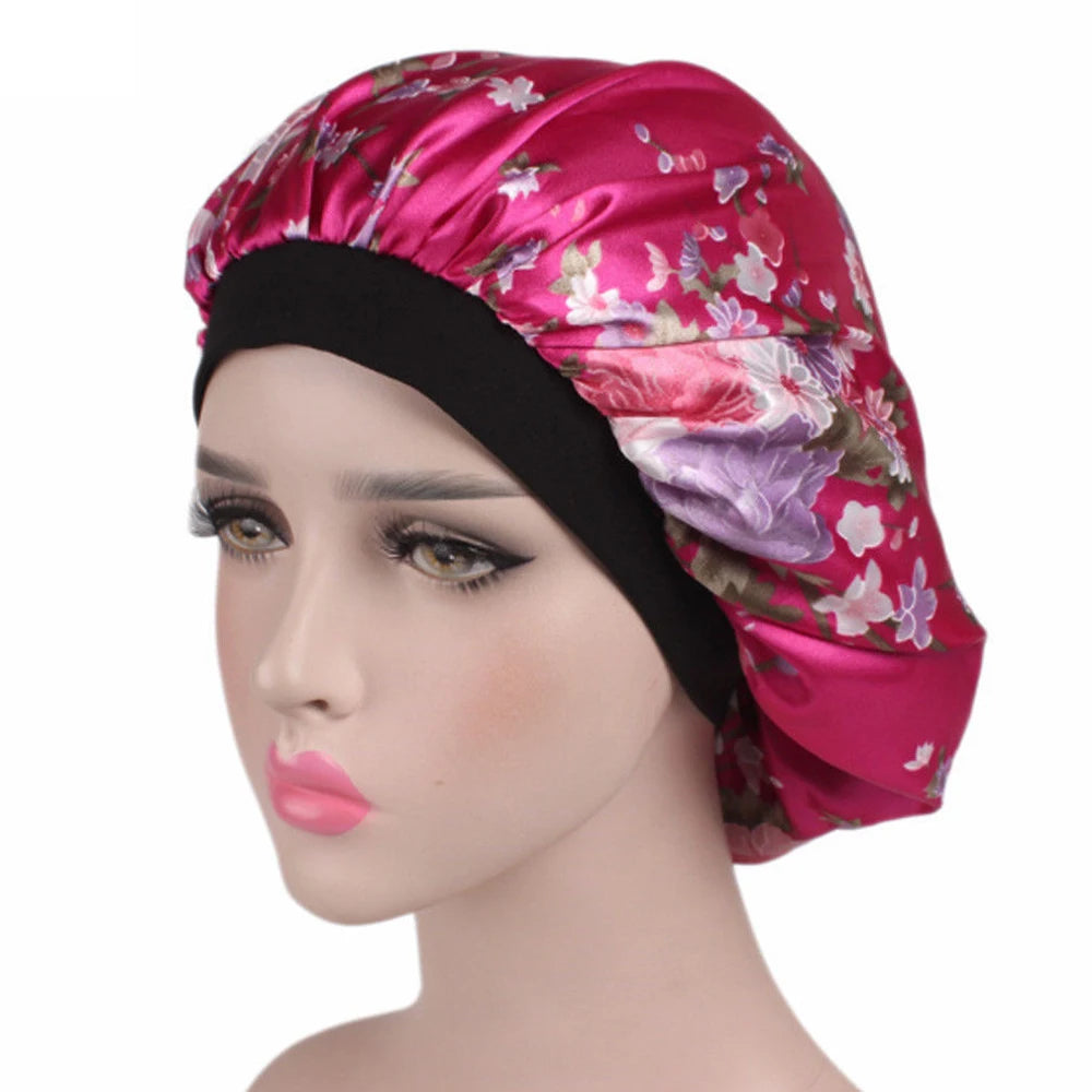 Women Chemo Cap  Hair Bonnet Hat Silk Head Cover With Wide Elastic Band Sleep Cap Satin Bonnets