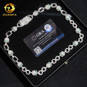 Customized New Design Skull Necklace Pass Diamond Tester 925 Sterling Silver 10MM VVS Moissanite Cuban Link Chain