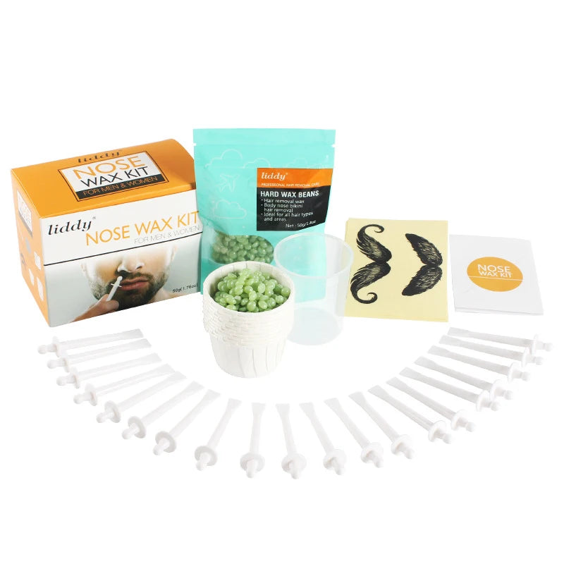 Men Women Portable Painless Nose Wax Kit Beans Cleaning Nose Hair Removal Wax Set 50g 10 Times Usage Count