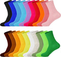 Womens Socks Customized Logo Jacquard Embroidery Solid Multi Color Crew Socks Colorful Lightweight Cotton Athletic Socks