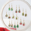 Christmas Pressed Fower Earrings for Women Xmas Drop Dangle Dried Flower Earrings Holiday Resin Jewelry Christmas Tree Earrings
