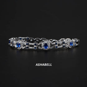 Customized Luxury 925 Silver 5A Zircon Sapphire Bracelet Women Tennis Bracelets Valentine's Day Anniversary Gifts