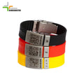 Trend Products 2024 Silicone Bracelets Metal Plates for Kids Stainless Steel Silicone Id Wristbands