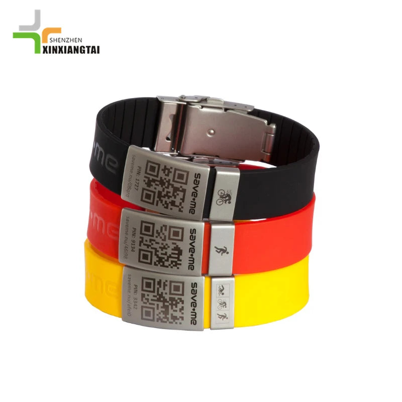 Trend Products 2024 Silicone Bracelets Metal Plates for Kids Stainless Steel Silicone Id Wristbands