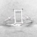 Sterling Silver 5*9mm Semi Mount Ring Square Shape Empty Frame Blank Claws Setting S925 Base Without Center Stone for Inlay DIY